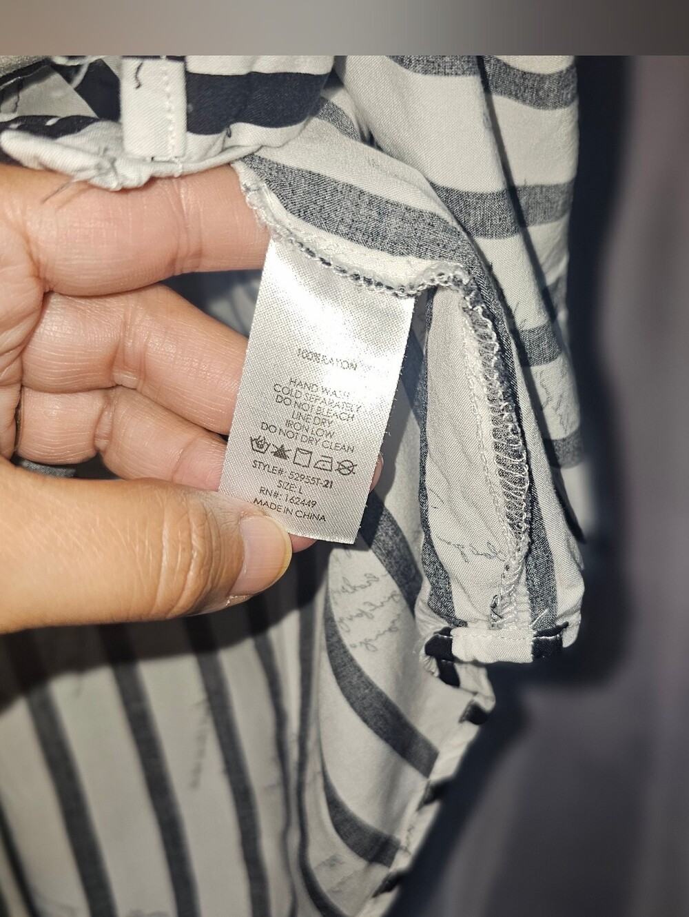 Milk & Honey Black White Striped Rayon Utility Shirt Button Script Shirt